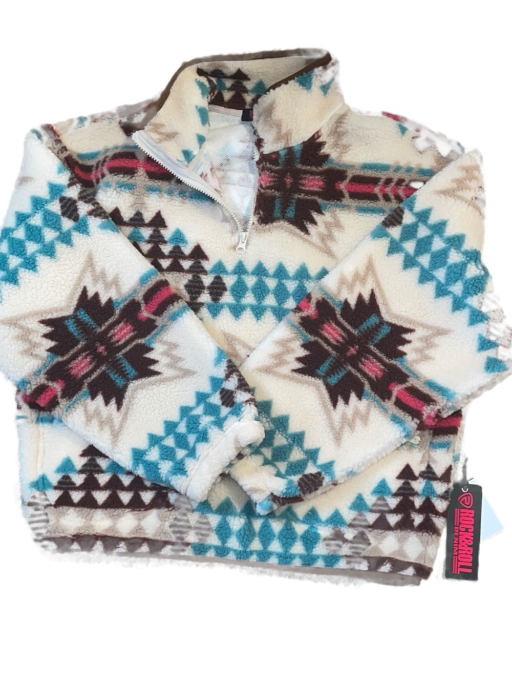Rock And Roll Denim AZTEC SHERPA PULLOVER NWT size M - Picture 3 of 11
